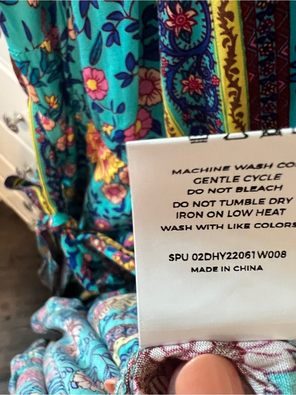 BloomChic Teal Floral Maxi Dress with Waist Tie - Picture 9 of 10